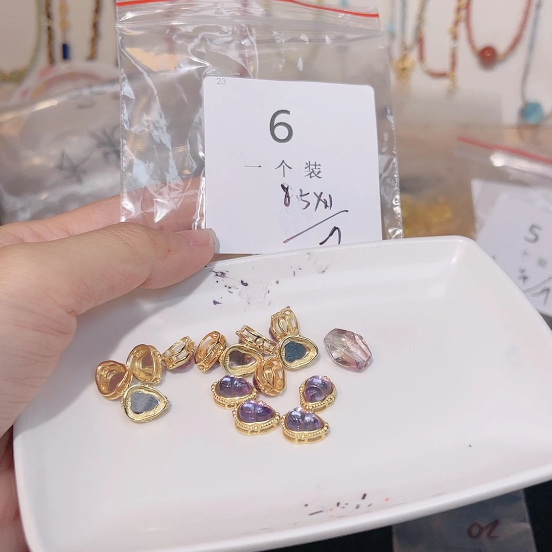 黄晶珠宝半成品银S925镀金镶嵌6