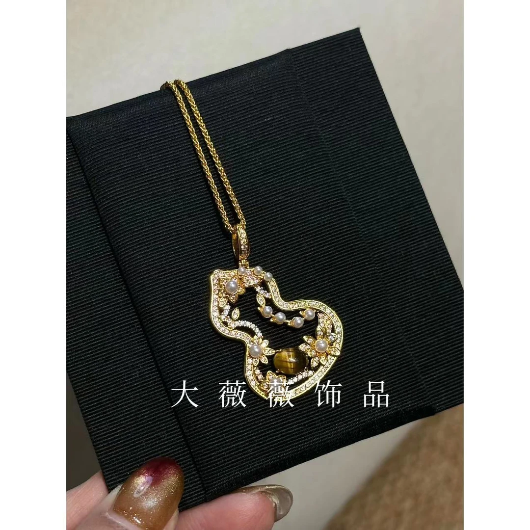 铜合金项链 轻奢镂空葫芦项链-5599