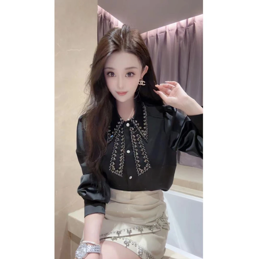 JY&JY橙子大大【赫拉小姐】重工钉珠轻奢衬衫上衣 15929