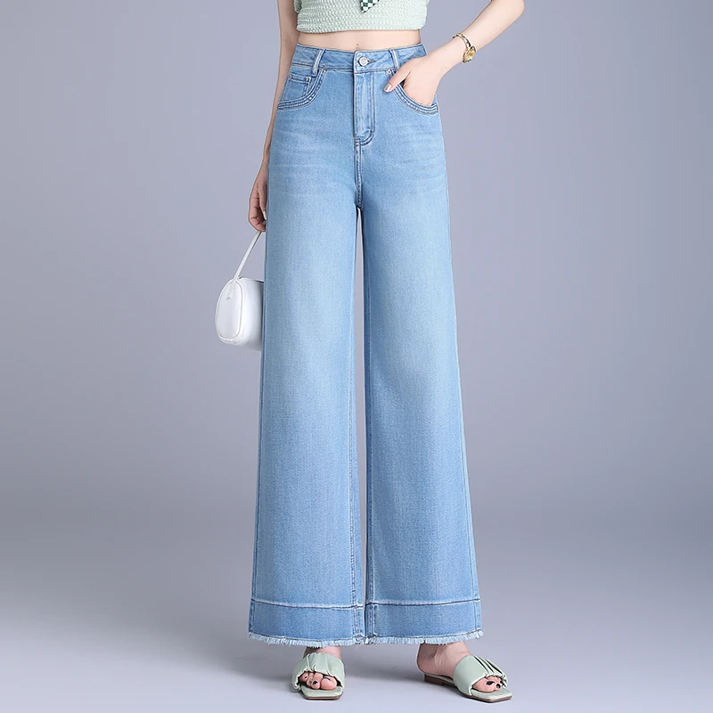 哥弟阿玛施正品新款爆款直筒阔腿小个子裤子牛仔裤高腰显瘦薄款女