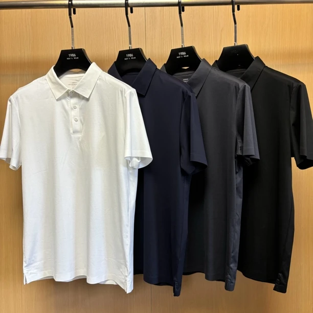 【200支苏匹马棉】12298夏季苏匹马棉黑标衬衫领polo短袖