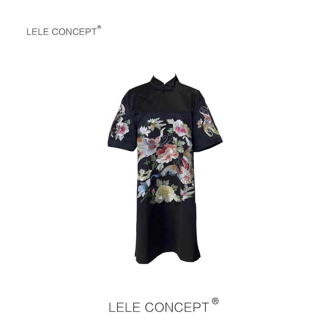 LELE CONCEPT丨【如一】新中式设计师款国潮风蝴蝶花旗袍Q0540
