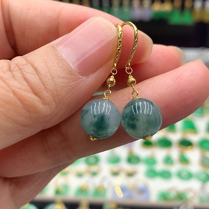 翡翠18K金镶嵌耳饰