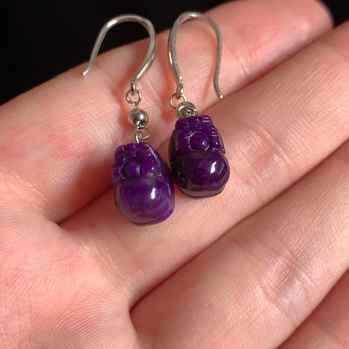 苏纪石（舒俱来）银S925镶嵌耳钩