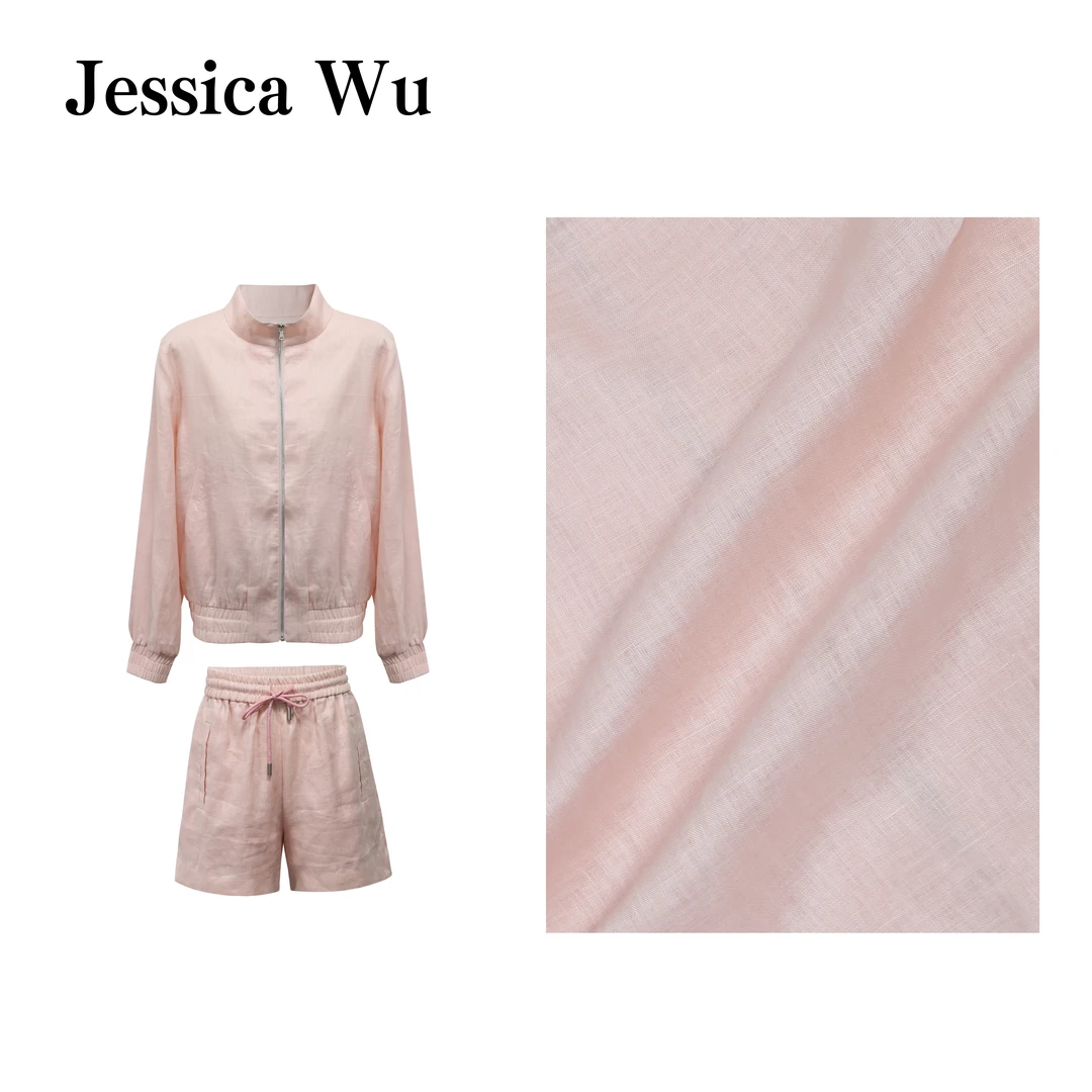 JESSICA WU温柔秘密~LP比利时进口高奢高织亚麻外套短裤套装