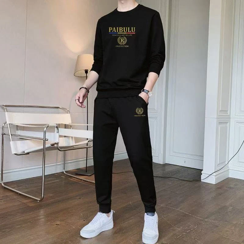 2025春秋圆领男长袖常规休闲运动套装运动服春季男士时尚