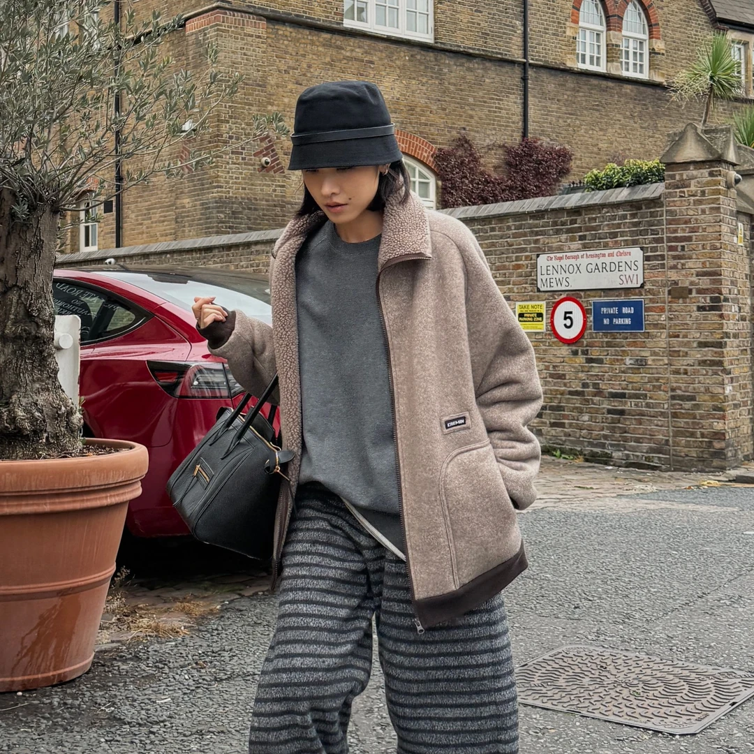 DE Mincollection羊羔绒外套/冬季厚款颗粒绒拉链翻领外套55913