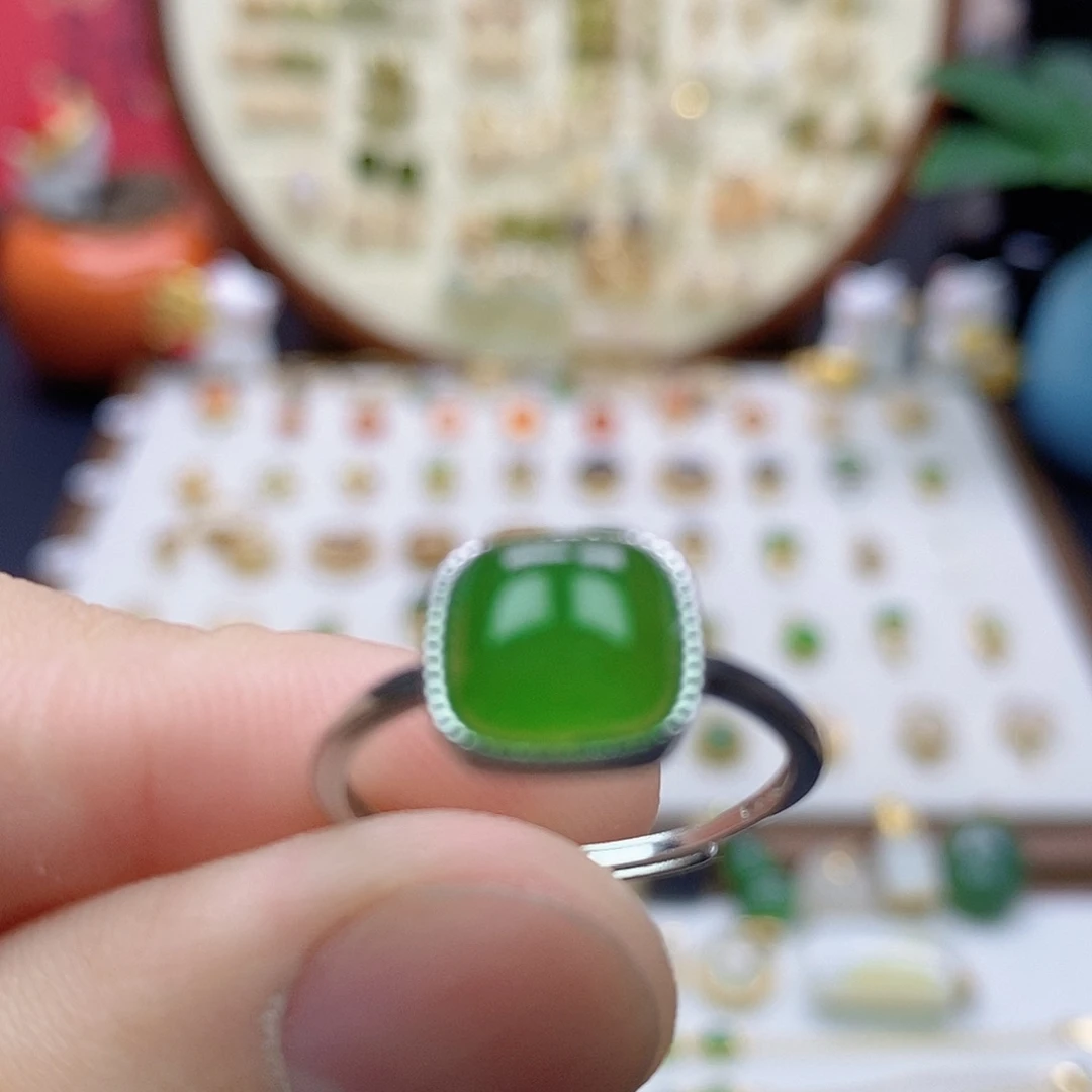 和田玉银S925镶嵌戒指