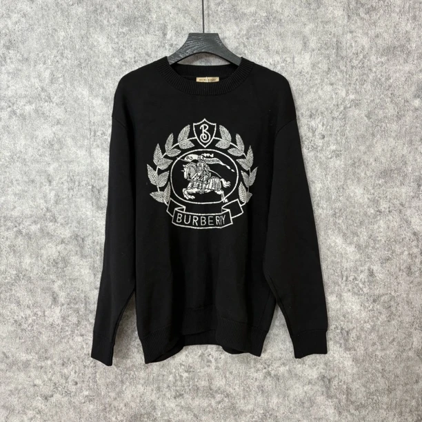 95新 BURBERRY/博柏利 Burberry战马黑色卫衣毛衣