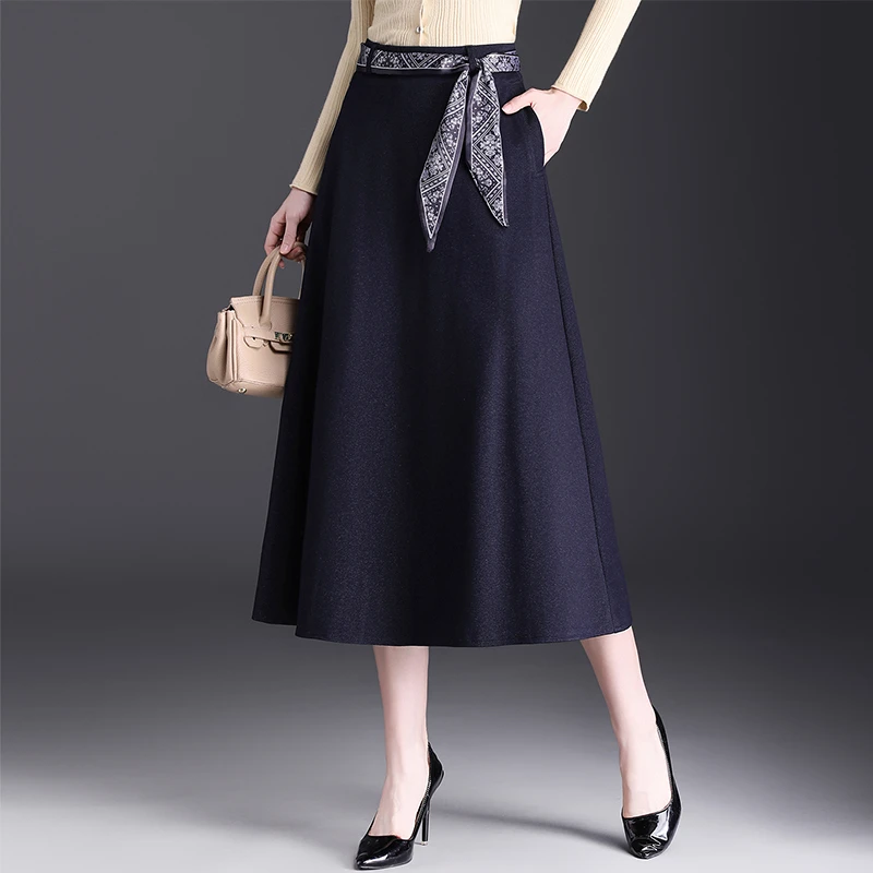 典雅大方气质通勤中长款半身裙2025秋季新款高腰垂坠感品质半身裙