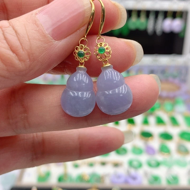 翡翠18K金镶嵌耳饰