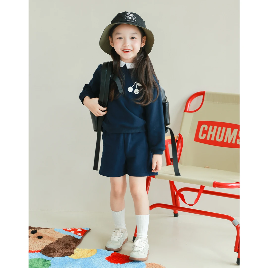 utouto大耳象女童翻领樱桃卫衣+卫衣短裤2024秋季新款套装2401410