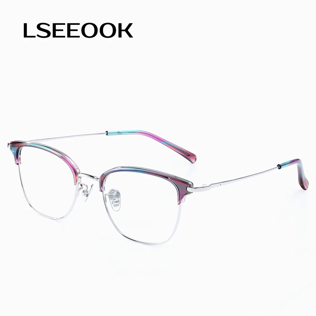 LSEEOOK 透视幻彩 进口板材/纯钛眼镜框 女款/含配度数