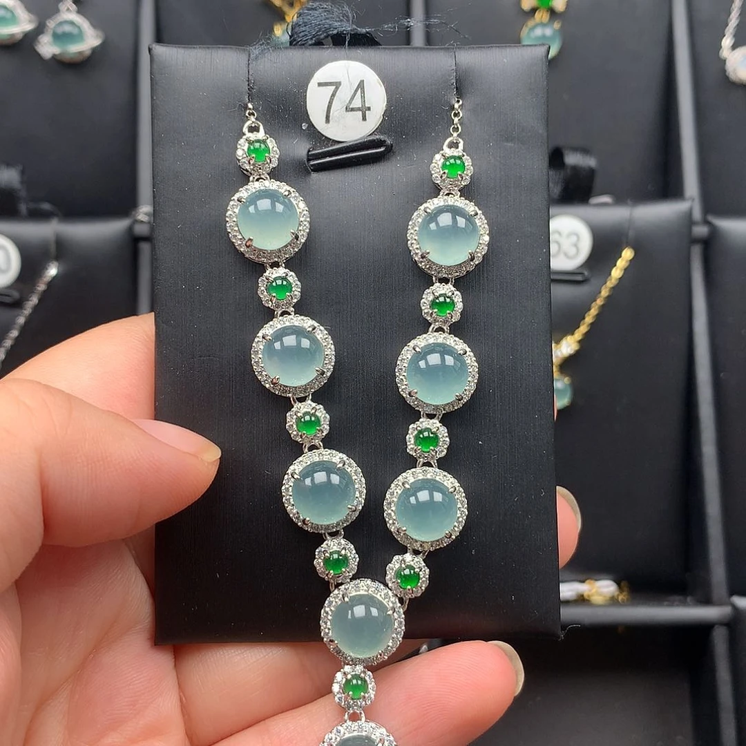 翡翠银S925镶嵌颈饰项链922