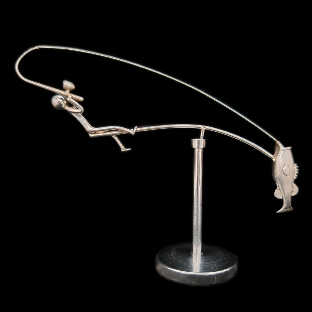 【手工制作】创意桌面钓鱼摆件家用工艺品新颖独特礼物渔夫平衡雕塑