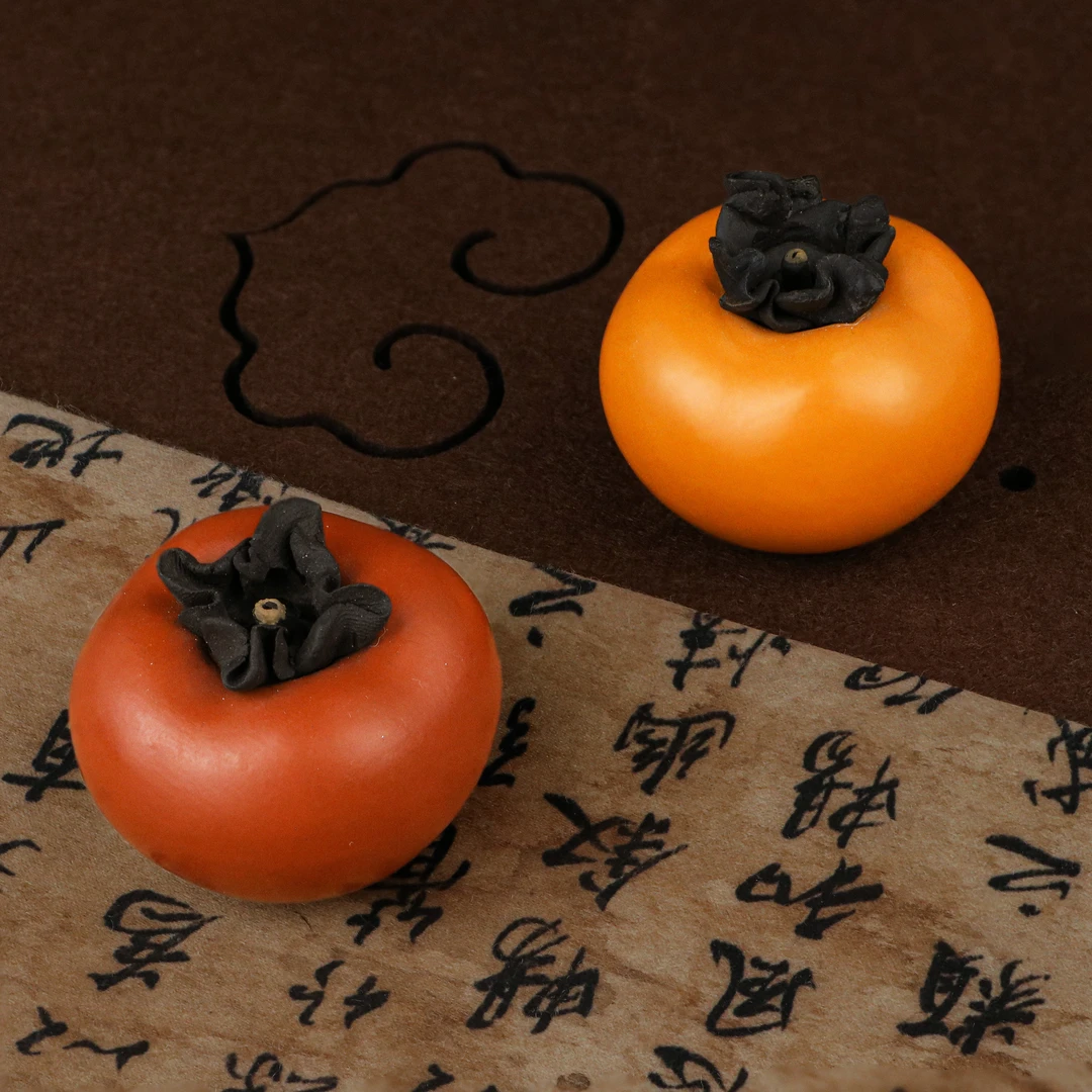 境秋紫砂事事如意柿子茶宠摆件可养可玩茶玩可爱创意茶摆件