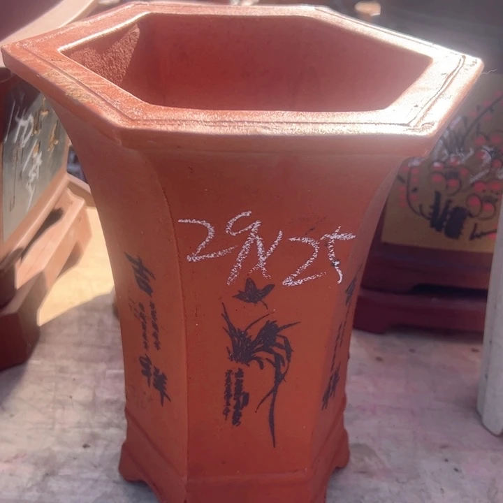 红陶紫砂六方微瑕