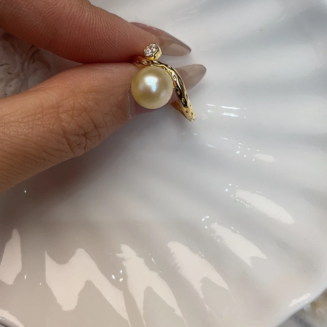 银S925镶嵌戒指海水珍珠