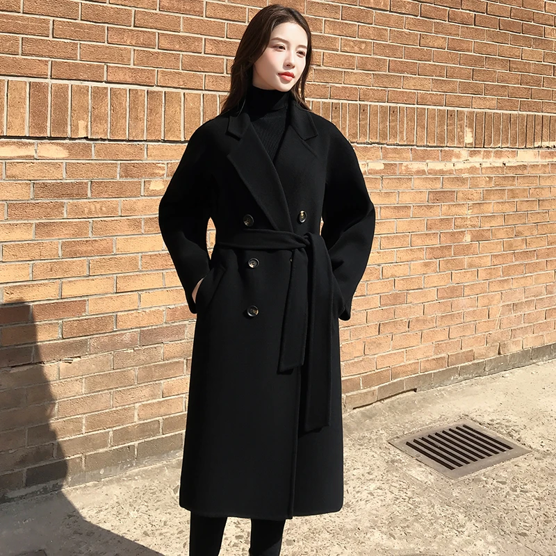 2025年秋冬流行中长款赫本风双面绒呢子外套女时髦小个子毛呢大衣