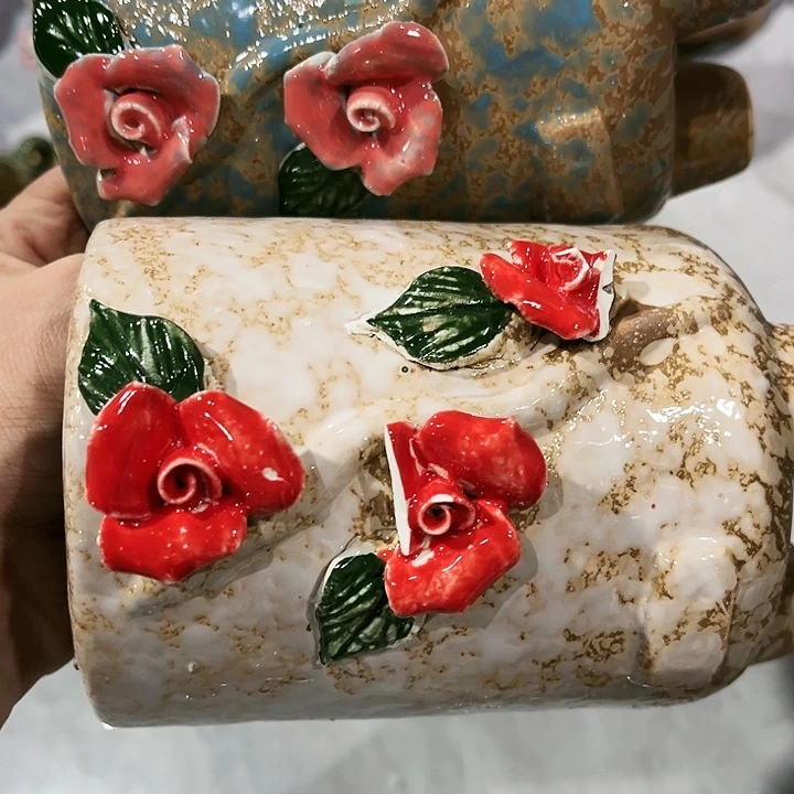 瓷片花盆多肉植物艺术品