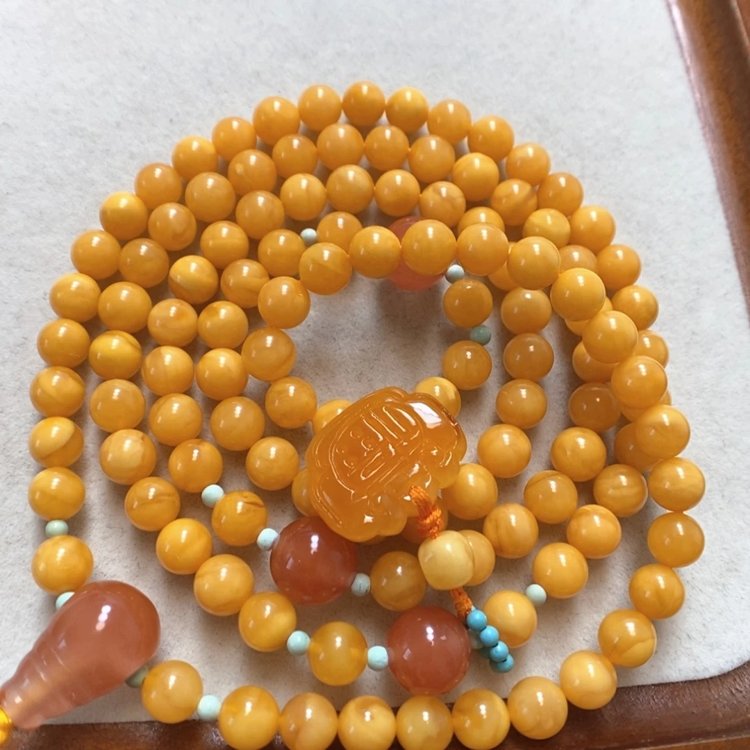 蜜蜡项链未镶嵌108