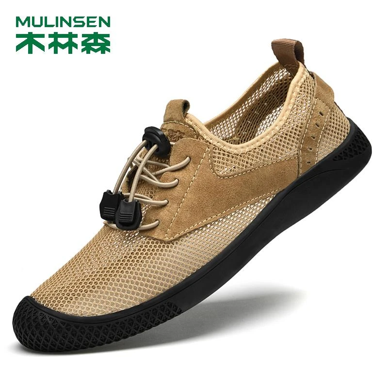 木林森网面鞋夏新品季镂空休闲透气薄款网布鞋一脚蹬打孔网鞋男款