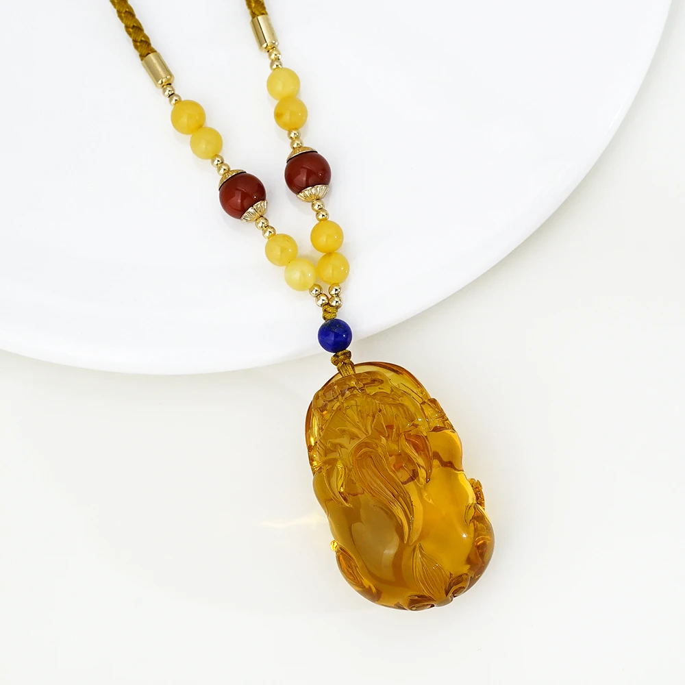 孤品蓝珀貔貅挂件44680