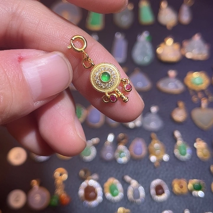 翡翠银S925镶嵌吊坠(不含链)天然翡翠