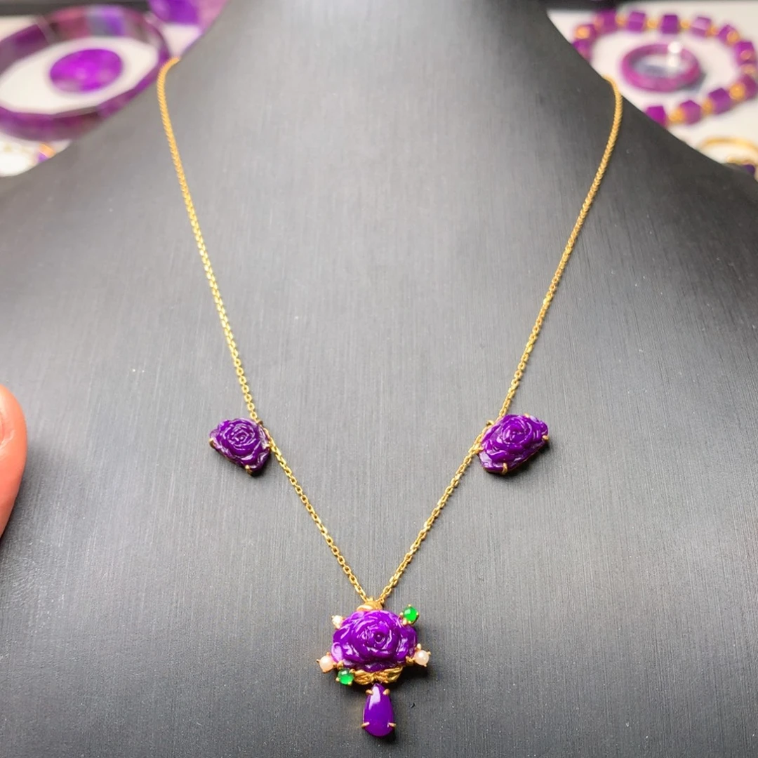 苏纪石（舒俱来）18K金镶嵌项链