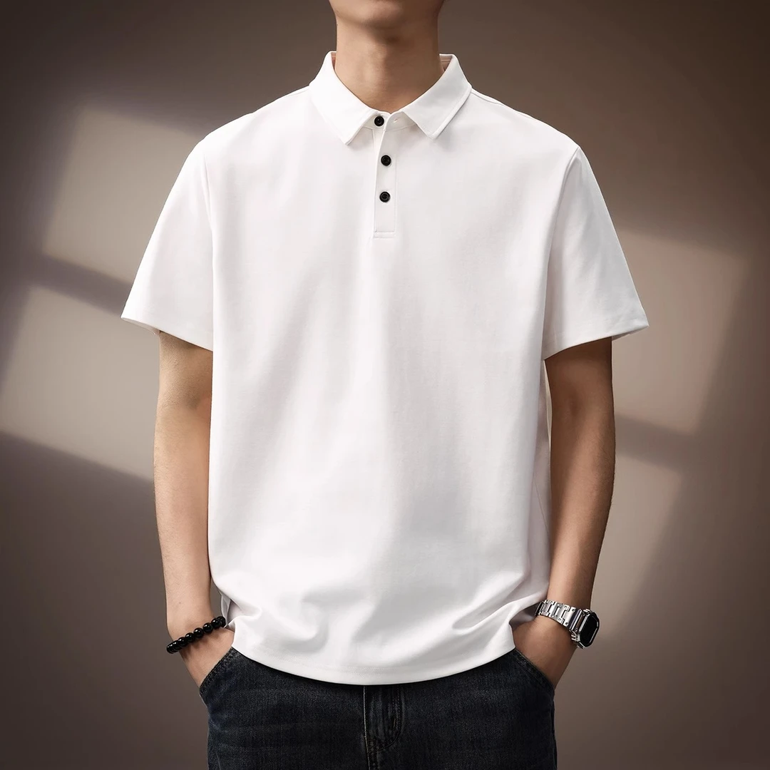 潮龛高端冰丝凉感简约Polo衫男夏季新款上班通勤速干翻领商务T恤