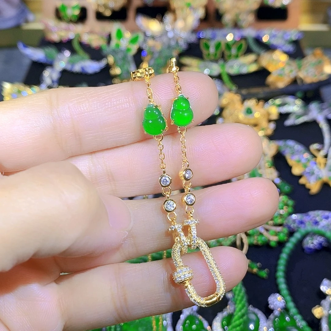 吊坠(不含链)银S925镶嵌翡翠