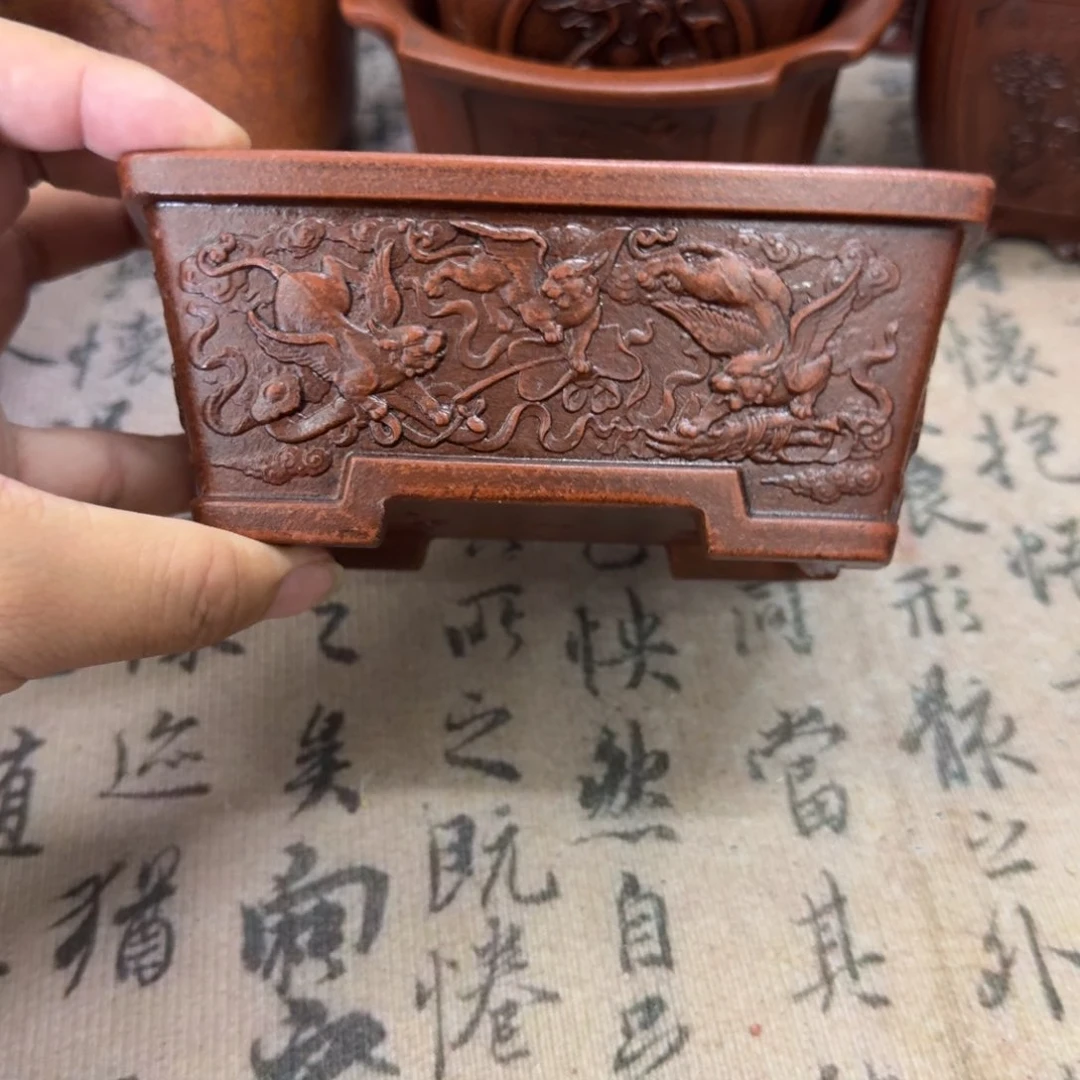 紫砂花盆14x9.5x5.5内经紫砂花盆