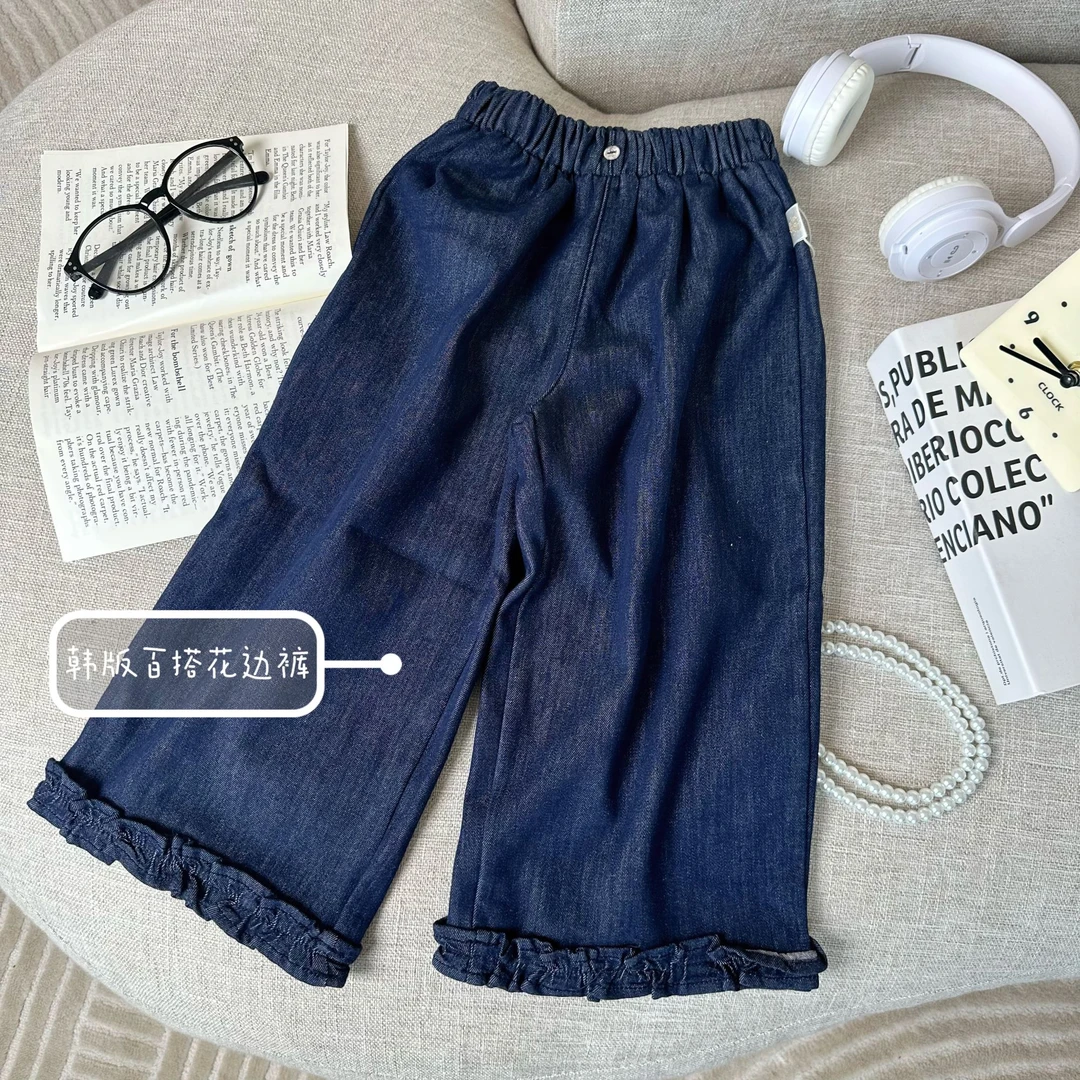 【Golden cherry】儿童花边脚口丹宁牛仔裤281082