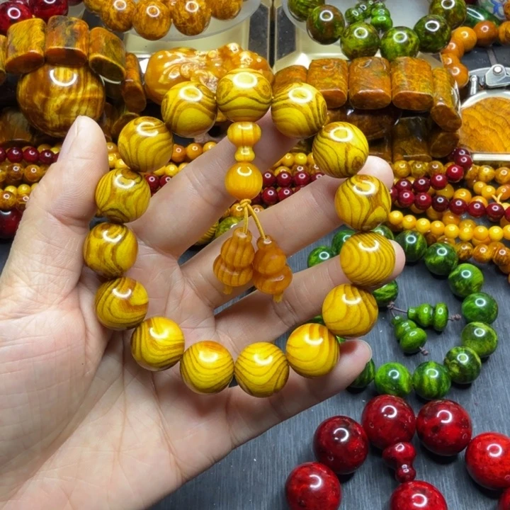 松木琥珀木文玩手串