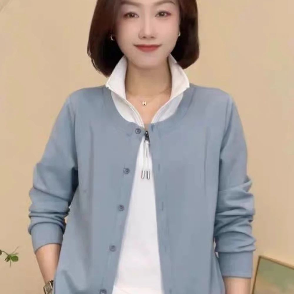 2025秋季新款高级感假两件时尚休闲长袖百搭打底衫女休闲上衣