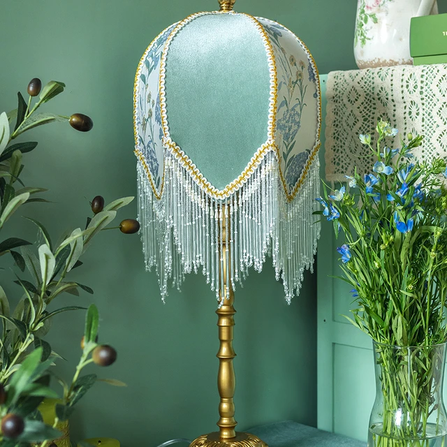 法式古典覆古台灯，高端氛围卧室灯，少女心，美式乡村流苏床头灯