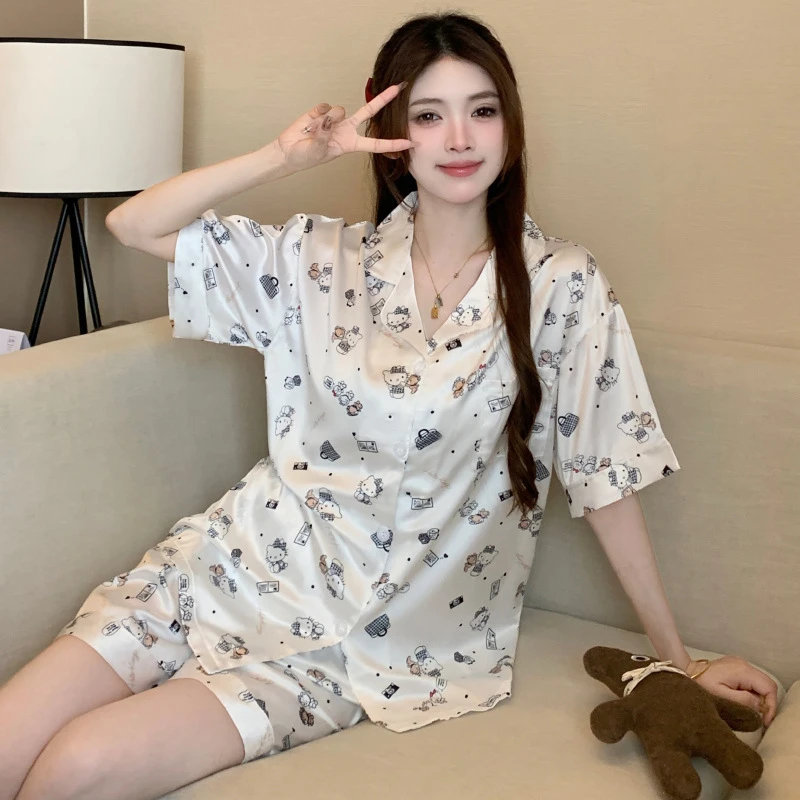 【白月光】 新款诱惑性感连体睡裙套装甜美少女大码凯蒂猫8810