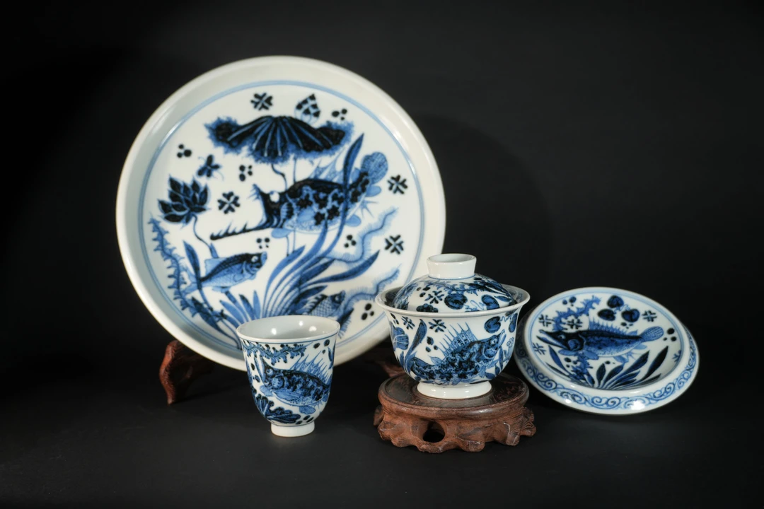 仿元炸料鱼藻茶具套组