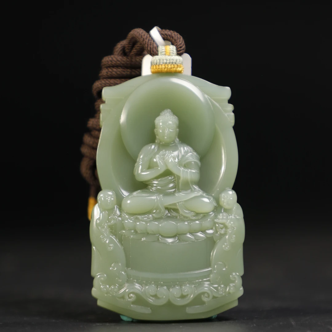 lot8847 和田玉碧玉佛像挂坠/云南典藏