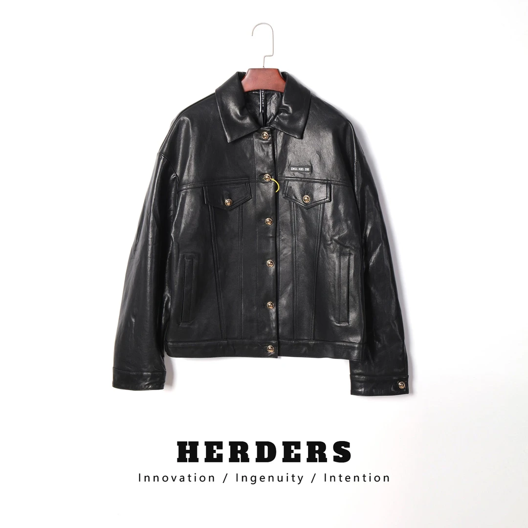 HERDERS 黑色潮流女装皮衣外套 32397