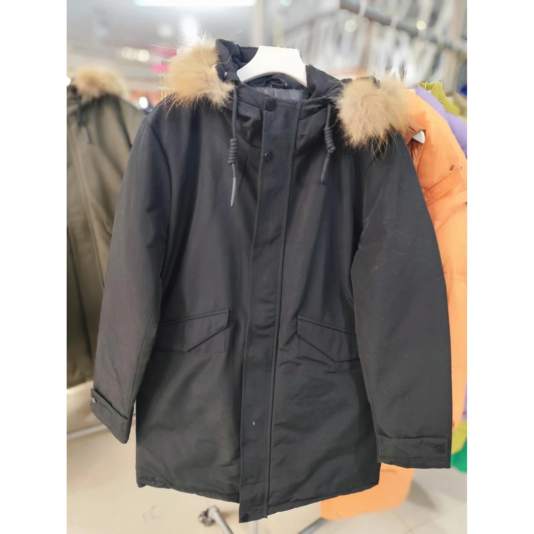 A16#羽绒服男士舒暖御寒时尚连帽毛领商务中长款休闲外套