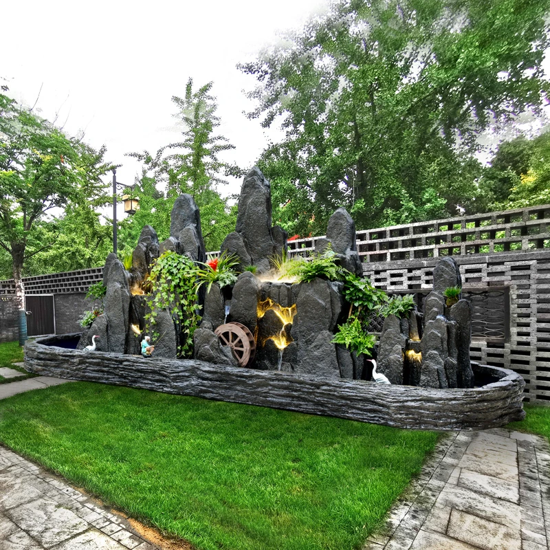 庭院大型假山流水喷泉酒店室内小院阳台客厅鱼池户外景观装饰摆件