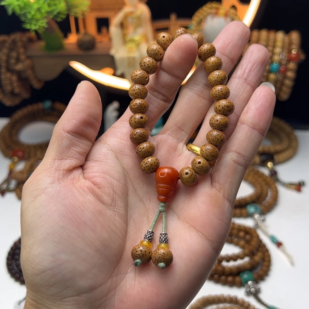 星月菩提吊坠大年份陈籽星月菩提单圈9×7mm