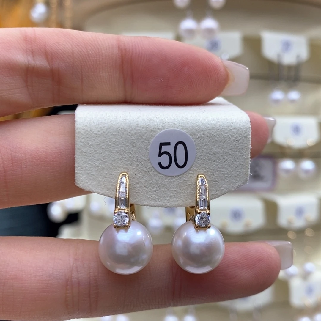 淡水珍珠耳饰银S925镶嵌