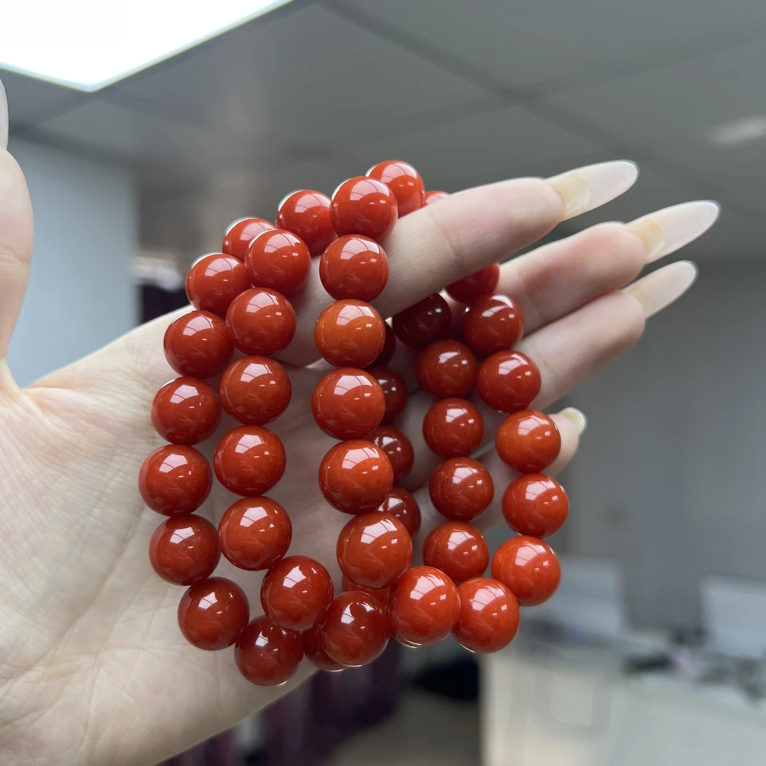 A014精品时尚柿子红单圈手串12mm多样性发一