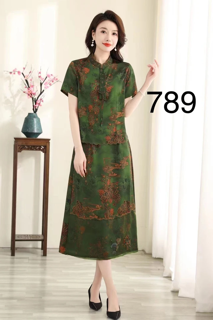 女士真丝国风套装789