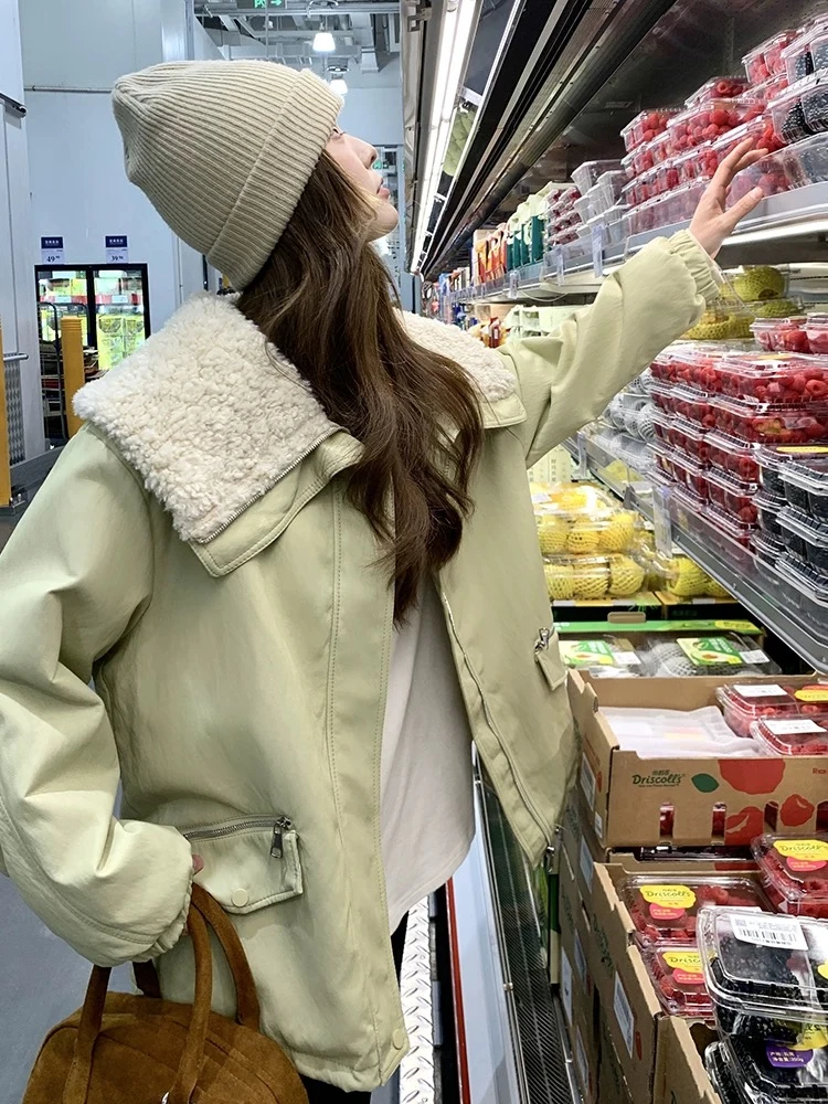 @9857 青仓 【加绒】皮翻领毛毛短款外套