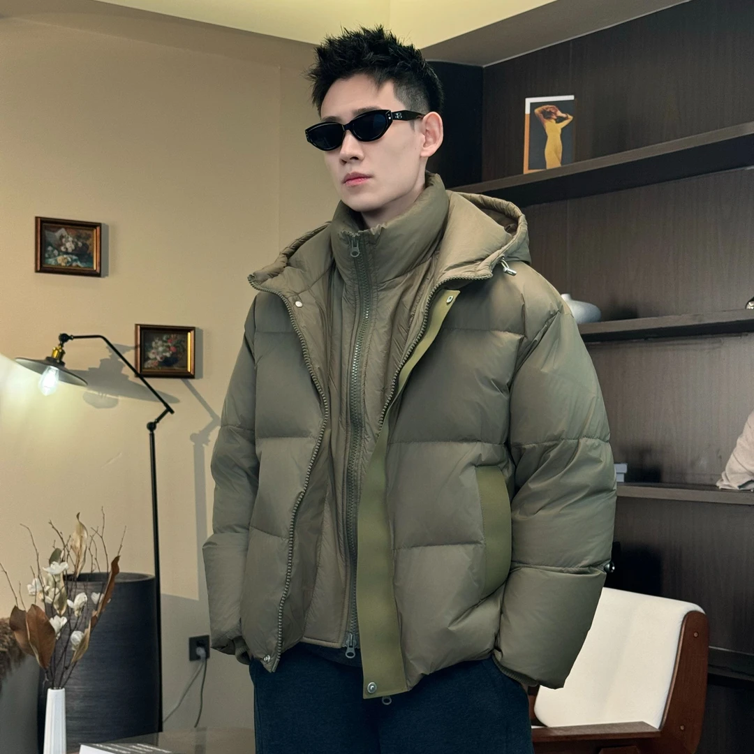 假两件云朵白鸭绒羽绒服连帽大门襟轻盈保暖男士外套