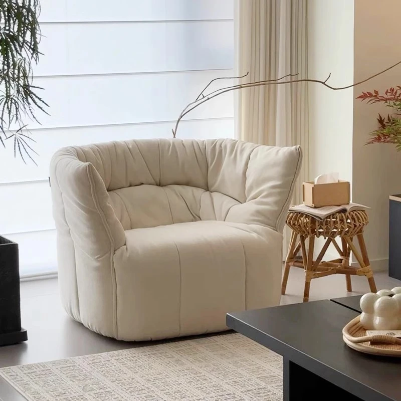 单椅沙发布里甘丁单人沙发奶油风设计师创意布艺沙发椅懒人休闲椅