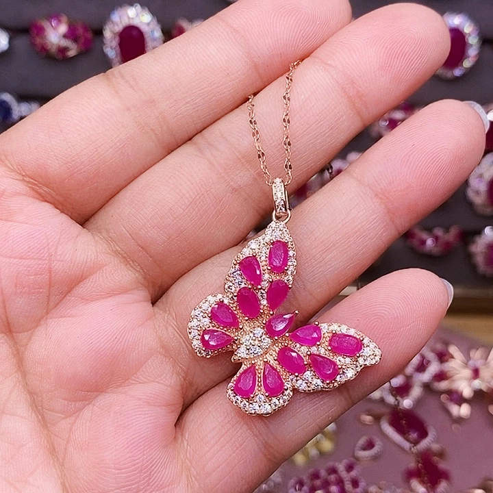 颈饰银S925镶嵌红宝石